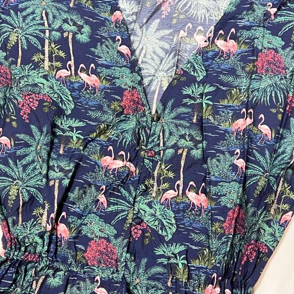 Vineyard Vines Textured Button Front Kaftan Sleeveless Dress Tropical Navy Small - Picture 10 of 14